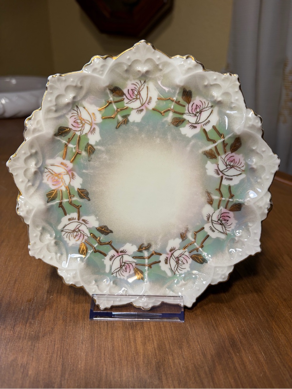 MZ Austria Porcelain 6" Dessert Plate Hand-Painted w/Gilt Design 1884-1909